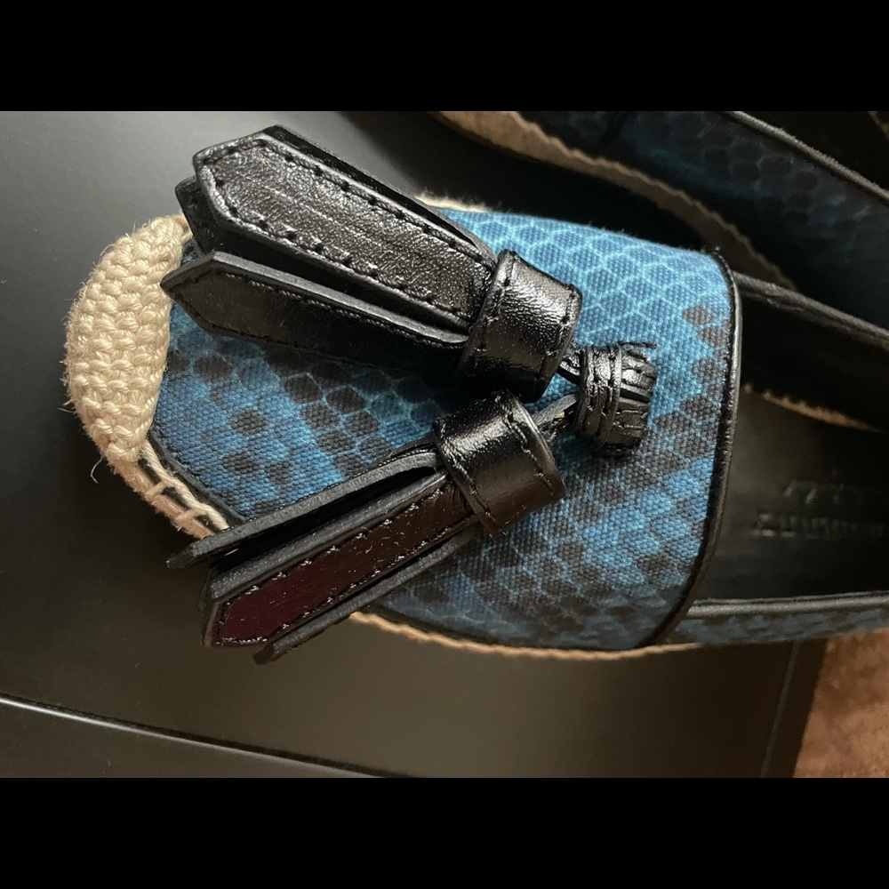 Burberry Mineral Blue Snake Print Tasseled Espadrilles Size 38 - Picture 6 of 12